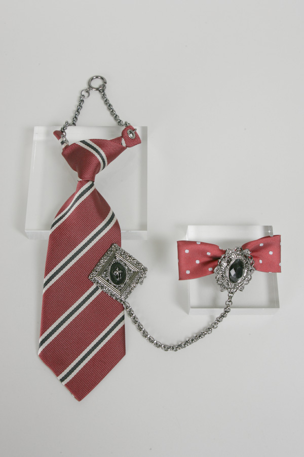 Striped Necktie Accessory with Brooch by Black Peace Now