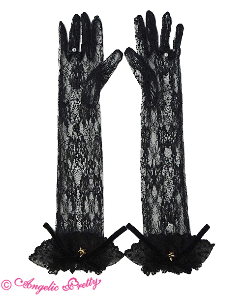 Bell Ribbon Long Lace Gloves by Angelic Pretty